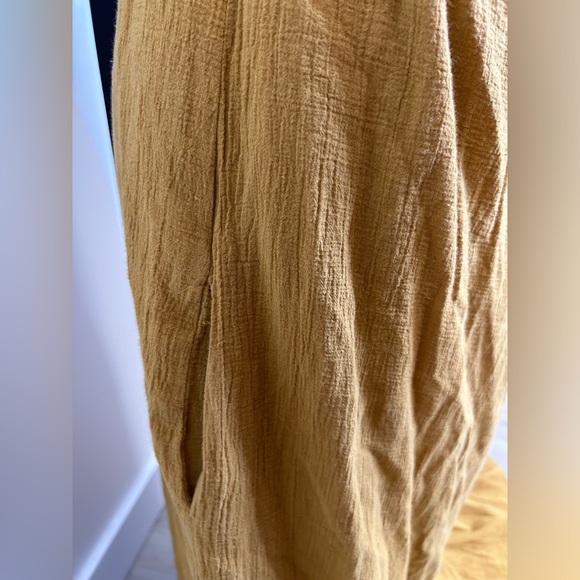 ◾️Catamaran Mustard Yellow Tiered Maxi Skirt With Overall Tie Straps And Pockets - Picture 9 of 9